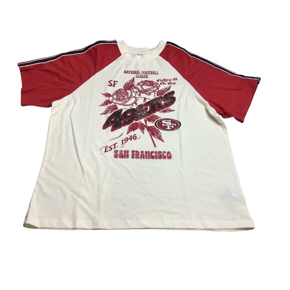 San Francisco 49ers Women's WEAR By Erin Andrews Off White T-Shirt Size XL - Picture 4 of 8